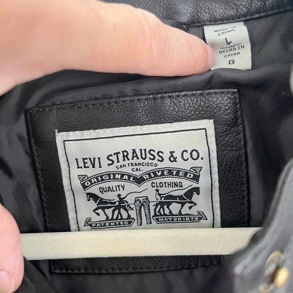 Levi’s Faux Leather Black Moto Jacket Sz L - Picture 4 of 8